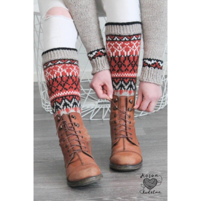 Lapin kesä kirjoneulesukat  ohje, FIN