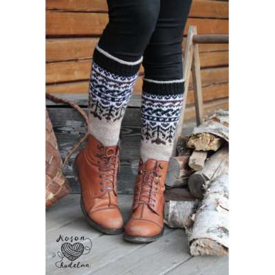 Kaamos kirjoneulesukat  ohje, FIN