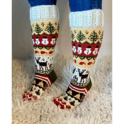 Joulumieli sukat ohje, FIN