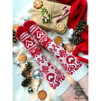 Aatto kirjoneulesukat ohje, FIN