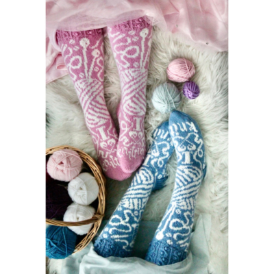 Lumoava lanka kirjoneulesukat ohje, FIN