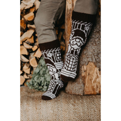 Saunatonttu kirjoneulesukat ohje, FIN