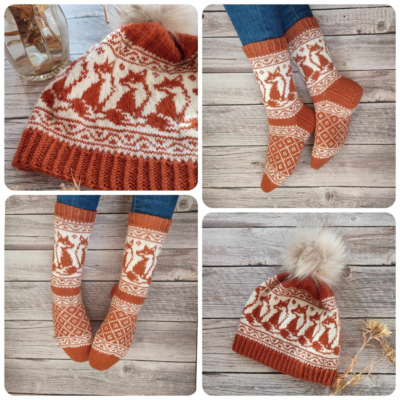 The Fox and the Star socks and hat patterns, ENG